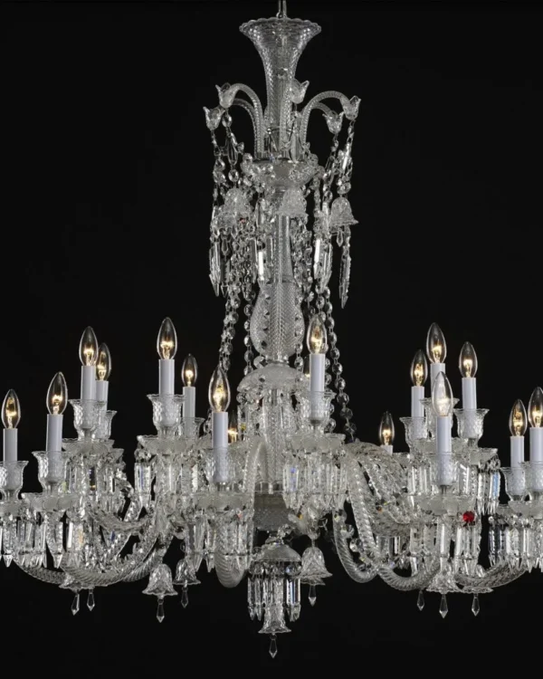 Haussmann Crystal 18-Light Chandelier, 39" × 43" H in Polished Chrome in polished chrome