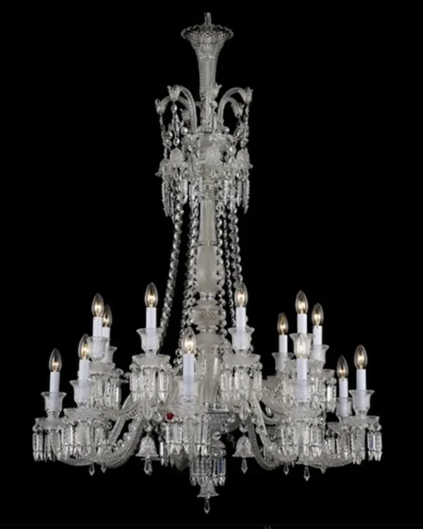 Haussmann Crystal 18-Light Chandelier, 41" × 51" H in polished chrome