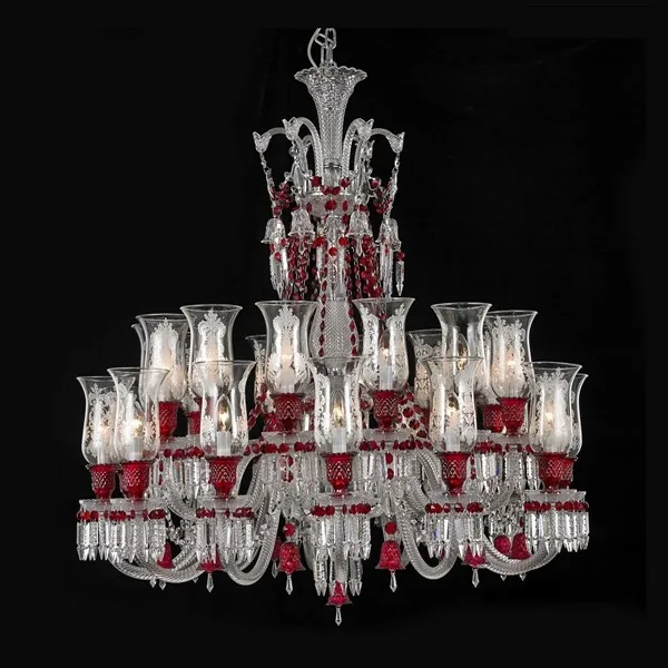 Haussmann Crystal 18-Light Chandelier, 41" × 43" H in polished chrome