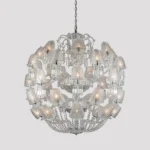 Haussmann Globe Crystal Chandelier, 51" in polished chrome