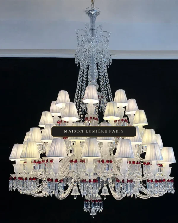 Lanterne Crystal Chandelier, 55" in polished chrome