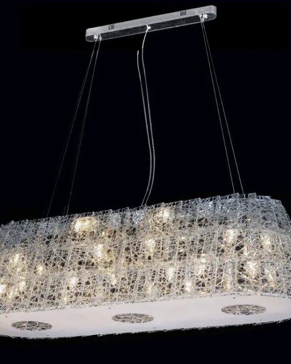 Lumière Glass Chandelier, 18" in polished chrome