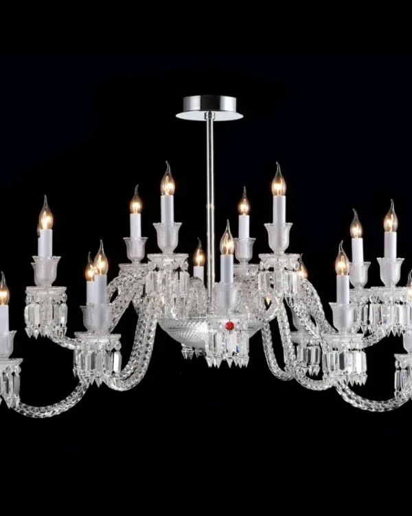 Lumière Oval Crystal 16-Light Chandelier, 31" × 39" H in Polished Chrome in polished chrome