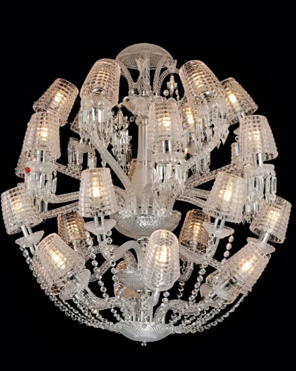 Lumière Globe Crystal 24-Light Chandelier, 37" × 39" H in Polished Chrome in polished chrome