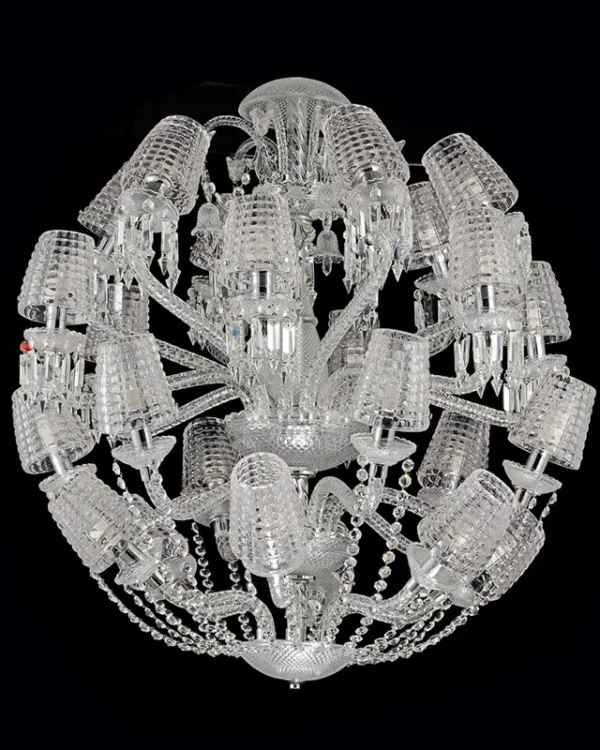 Lumière Globe Crystal 24-Light Chandelier II, 37" × 39" H in Polished Chrome in polished chrome