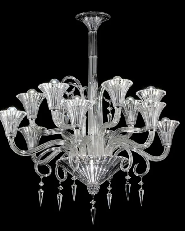 Lumière Crystal Chandelier, 37" in polished chrome