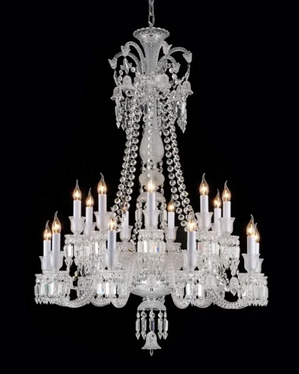 Lumière Crystal 24-Light Chandelier, 43" × 57" H in Polished Chrome in polished chrome