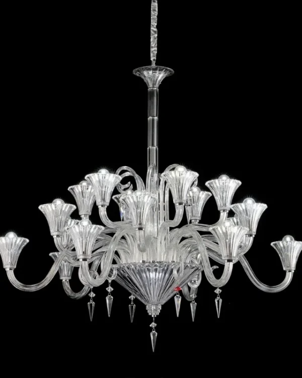 Lumière Crystal 18-Light Chandelier, 49" in polished chrome