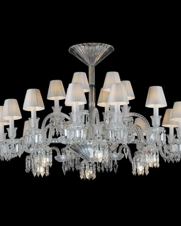 Lumière Crystal Chandelier, 50" in polished chrome