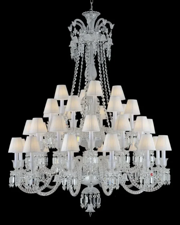 Lumière Crystal 36-Light Chandelier, 51" × 67" H in Polished Chrome in polished chrome