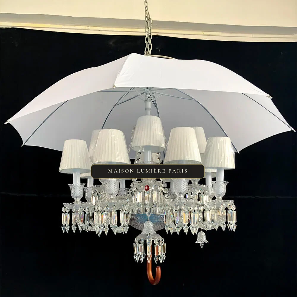 Meurice Crystal Chandelier, 49" in polished chrome – detail
