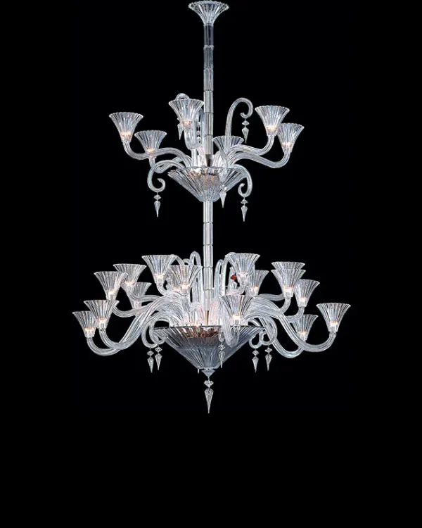 Opéra Two-Tier Crystal Chandelier, 50" in polished chrome
