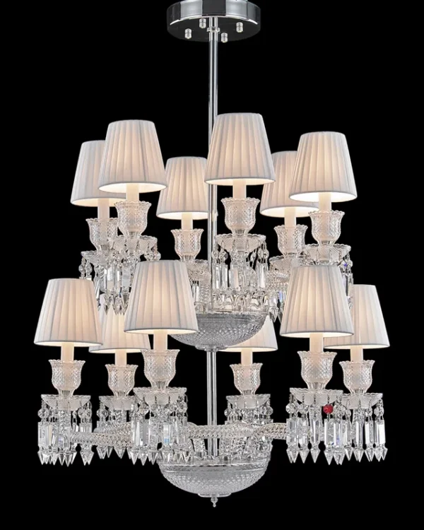 Palais Two-Tier Crystal Chandelier, 30" in polished chrome