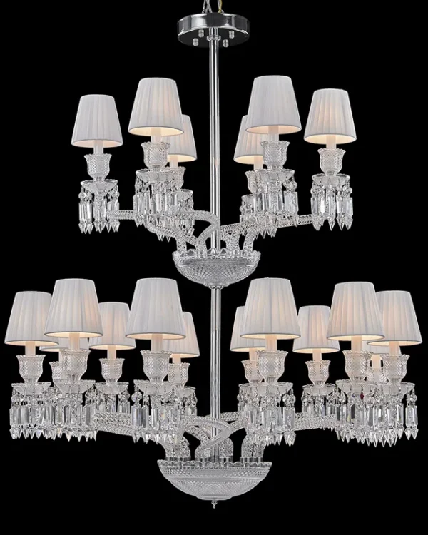 Palais Two-Tier Crystal Chandelier, 41" in polished chrome