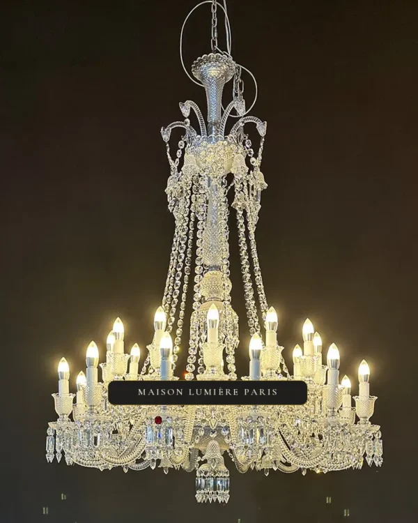 Rouen Linear Crystal Chandelier, 43" in polished chrome