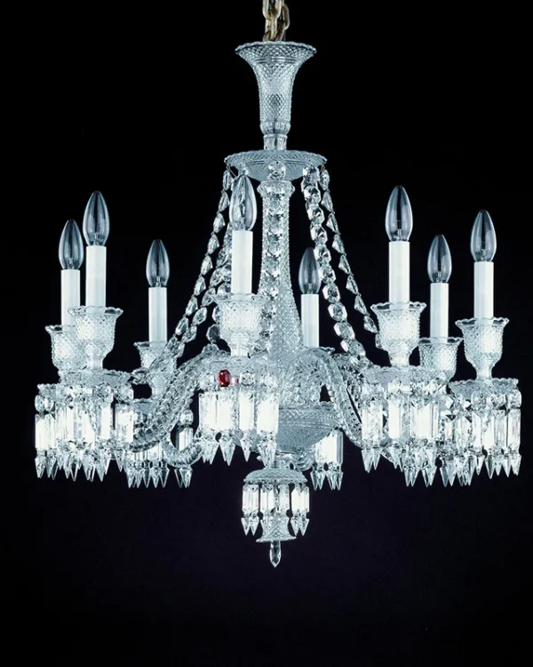 Saint-Germain Crystal 8-Light Chandelier, 26" in polished chrome