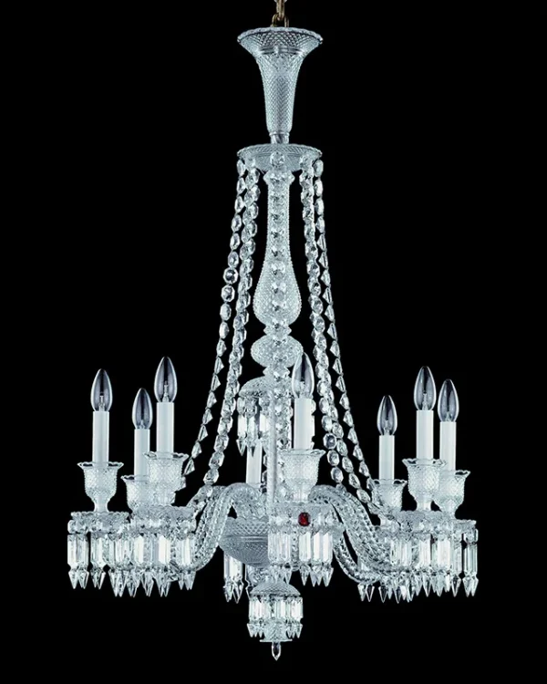 Saint-Germain Linear Crystal Chandelier, 26" in polished chrome