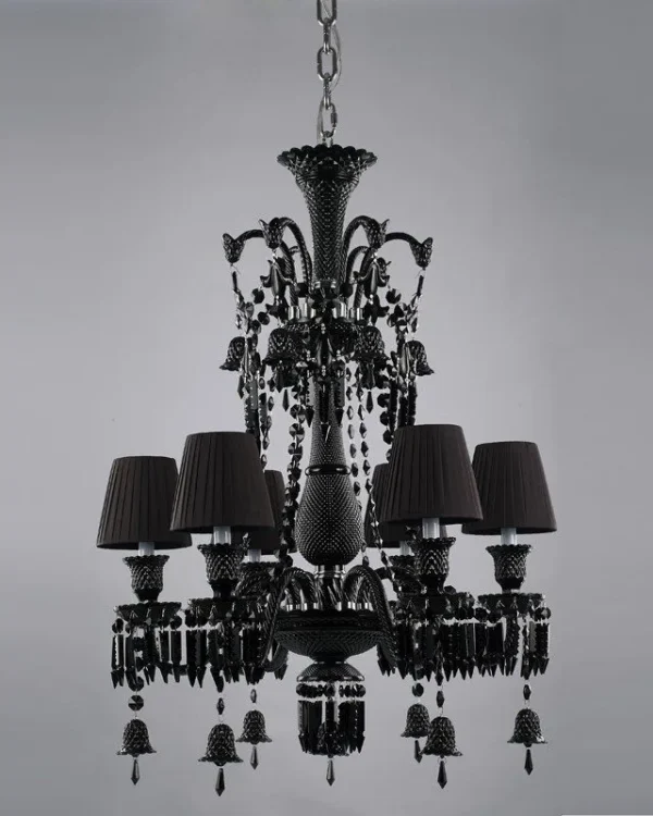 Saint-Germain Crystal 6-Light Chandelier, 26" in black