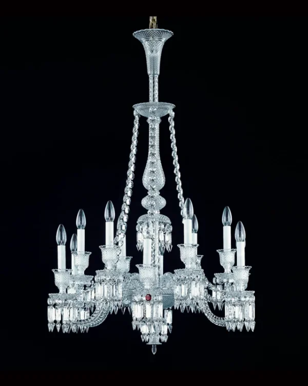 Saint-Germain Linear Crystal Chandelier, 32" in polished chrome