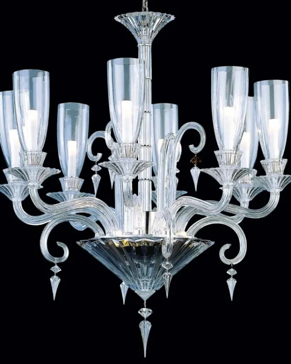 Saint-Honoré Crystal Chandelier, 35" in polished chrome