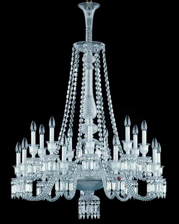 Saint-Honoré Linear Crystal Chandelier, 41" in polished chrome