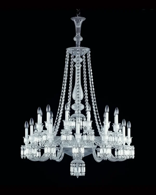 Saint-Honoré Linear Crystal Chandelier, 43" in polished chrome