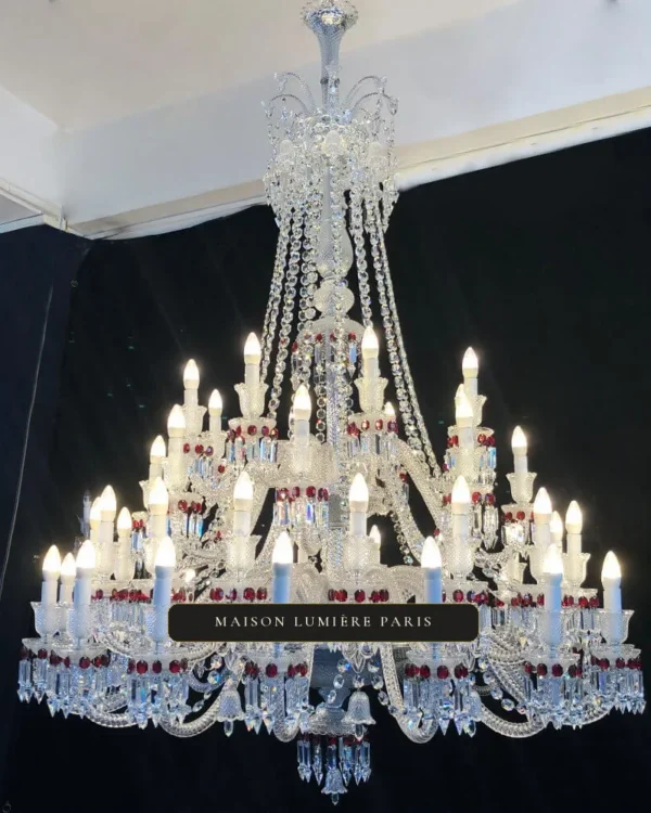 Saint-Honoré Crystal 48-Light Chandelier, 55" × 78" H in polished chrome