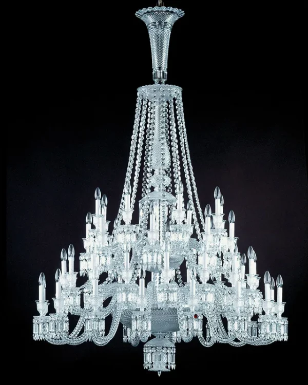 Saint-Honoré Crystal 48-Light Chandelier, 55" × 79" H in polished chrome