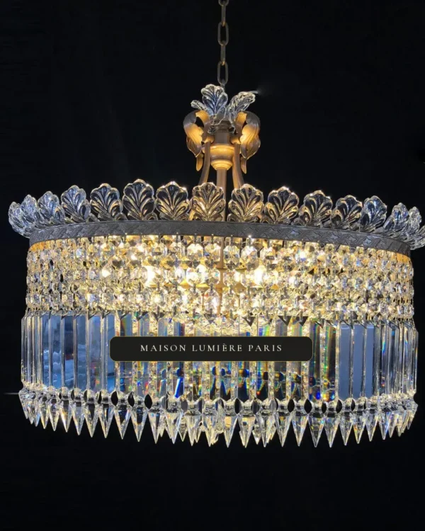 Senlis Oval Crystal Chandelier, 22" in gold