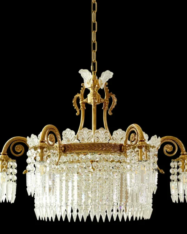 Vosges Crystal Chandelier, 30" in antique brass