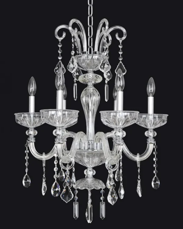 Noblesse Crystal Chandelier, 23" in polished chrome