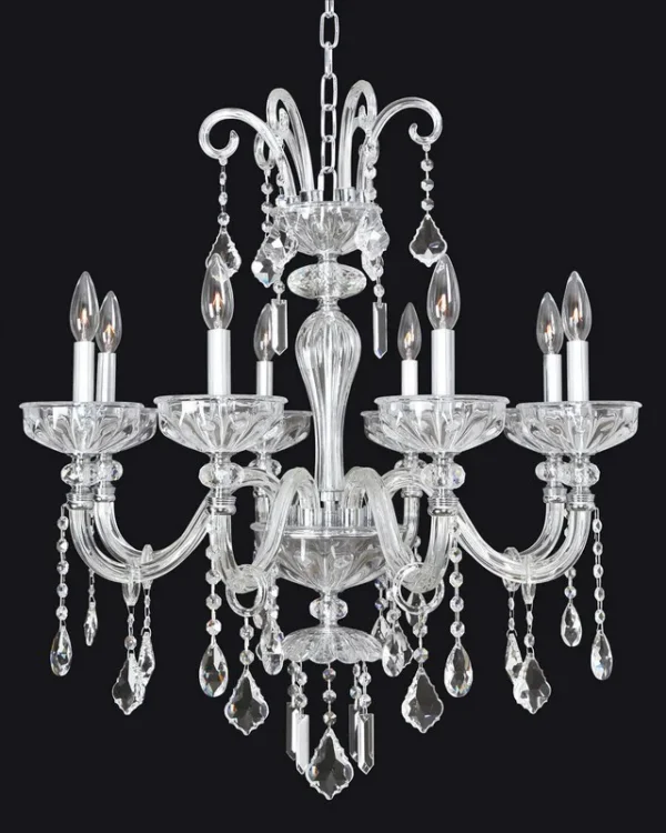 Noblesse Crystal Chandelier, 28" in polished chrome