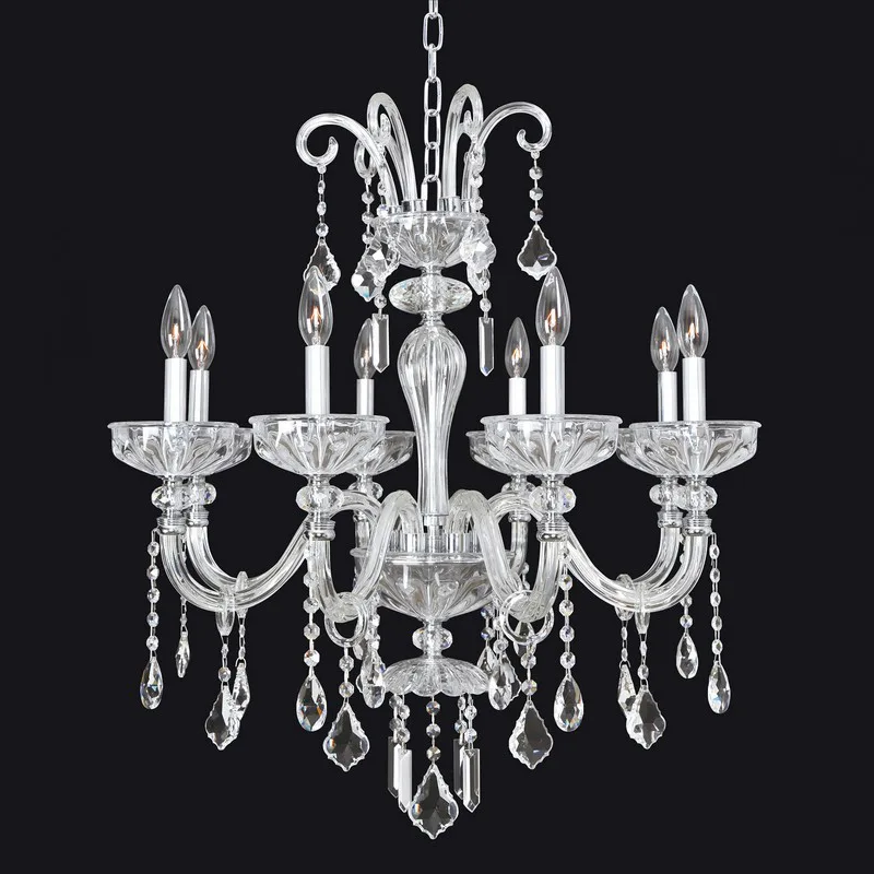 Noblesse Crystal Chandelier, 28" in polished chrome