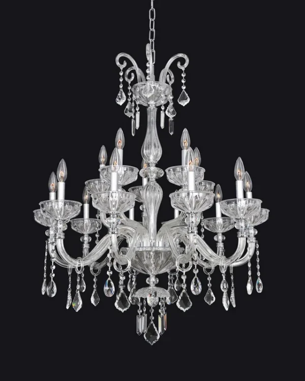 Noblesse Crystal Chandelier, 32" in polished chrome