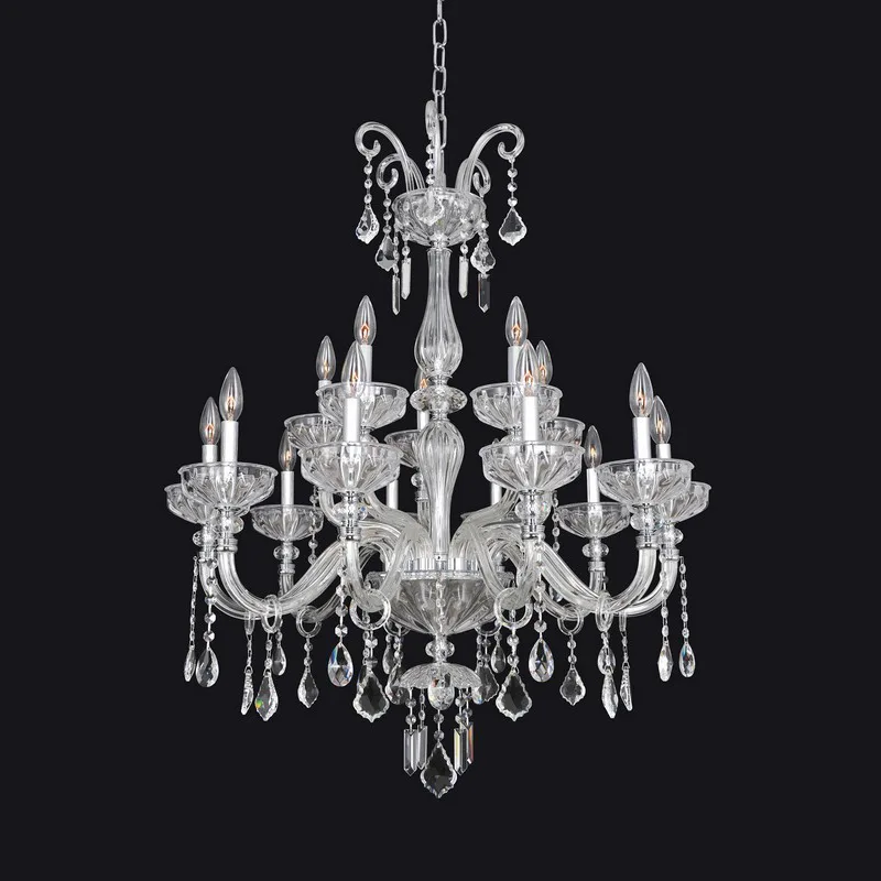 Noblesse Crystal Chandelier, 32" in polished chrome