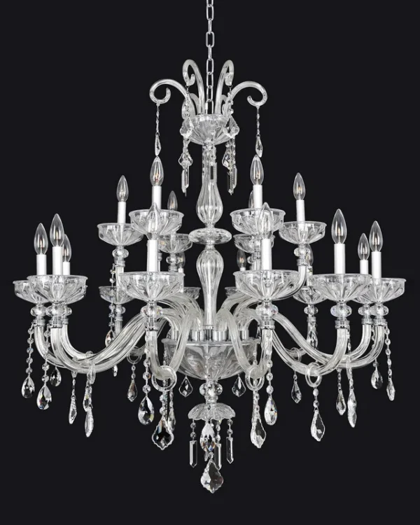 Noblesse Crystal 18-Light Chandelier, 39" × 43" H in Polished Chrome in polished chrome