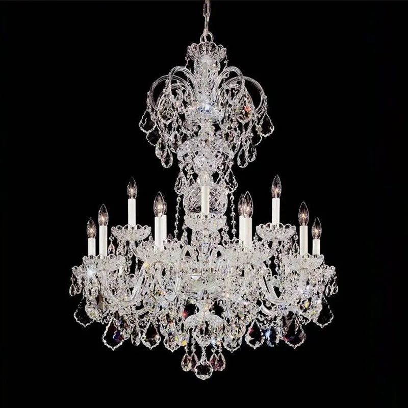 Étincelle Crystal 15-Light Chandelier, 31" × 39" H in polished chrome