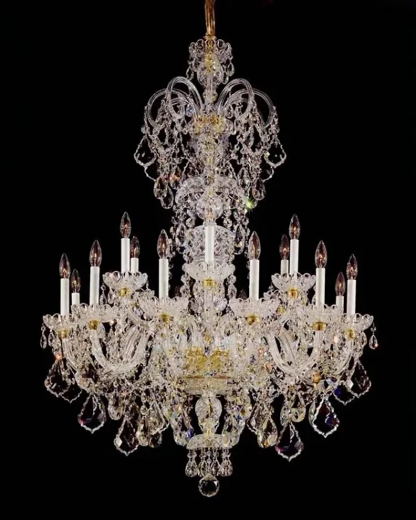 Étincelle Crystal 18-Light Chandelier, 35" × 51" H in gold