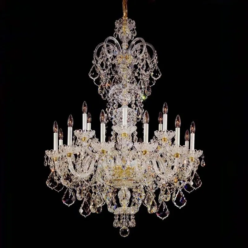 Étincelle Crystal 18-Light Chandelier, 35" × 51" H in gold