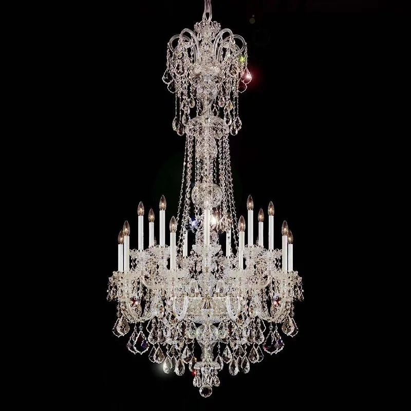 Étincelle Crystal 18-Light Chandelier, 35" × 67" H in polished chrome