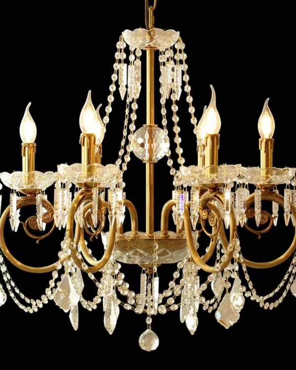 Alésia Crystal Chandelier, 25" in antique brass