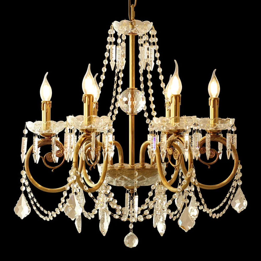 Alésia Crystal Chandelier, 25" in antique brass