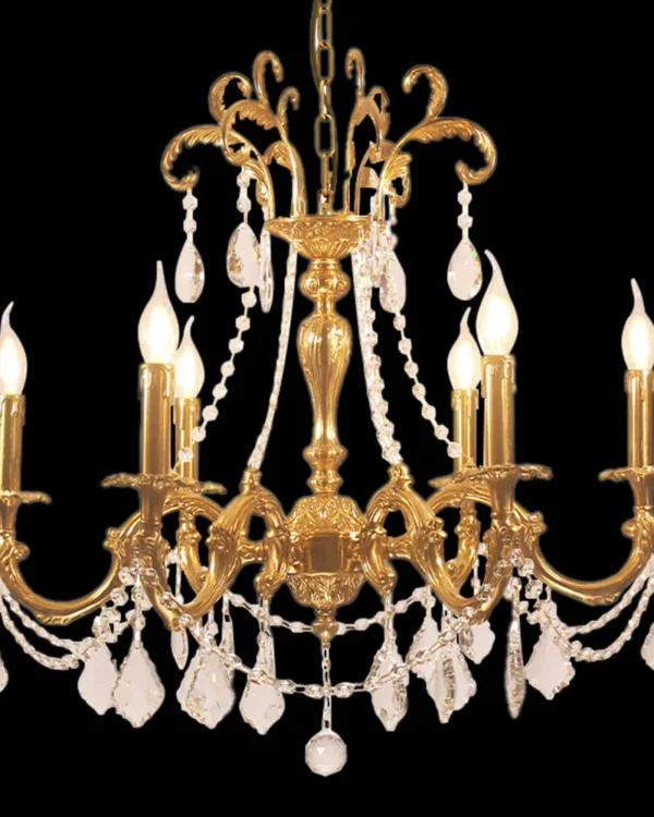 Alésia Crystal Chandelier, 27" in antique brass