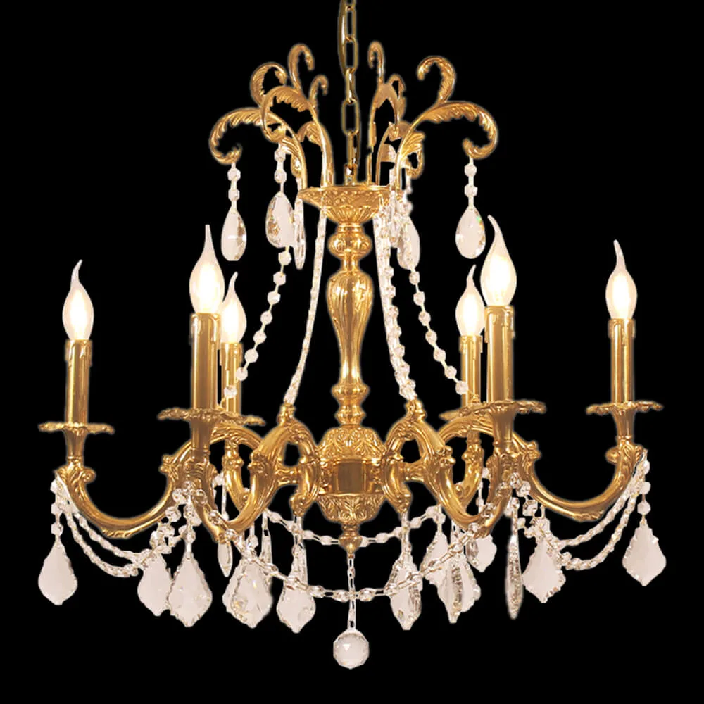 Alésia Crystal Chandelier, 27" in antique brass