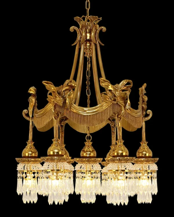 Alésia Crystal Chandelier, 28" in antique brass
