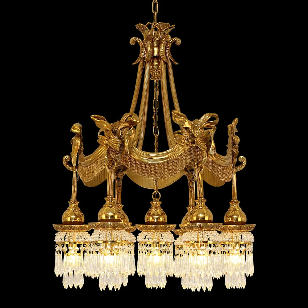 Alésia Crystal Chandelier, 28" in antique brass