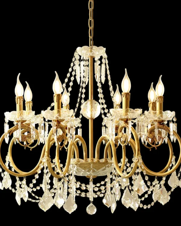 Alésia Crystal Chandelier, 31" in antique brass