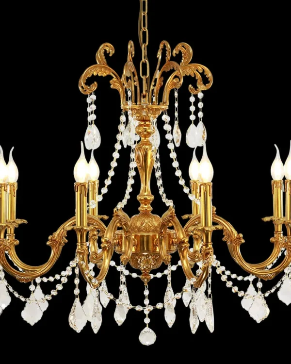Alésia Crystal Chandelier, 33" in antique brass