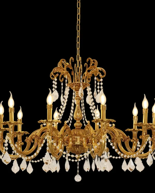 Alésia Crystal Chandelier, 39" in antique brass