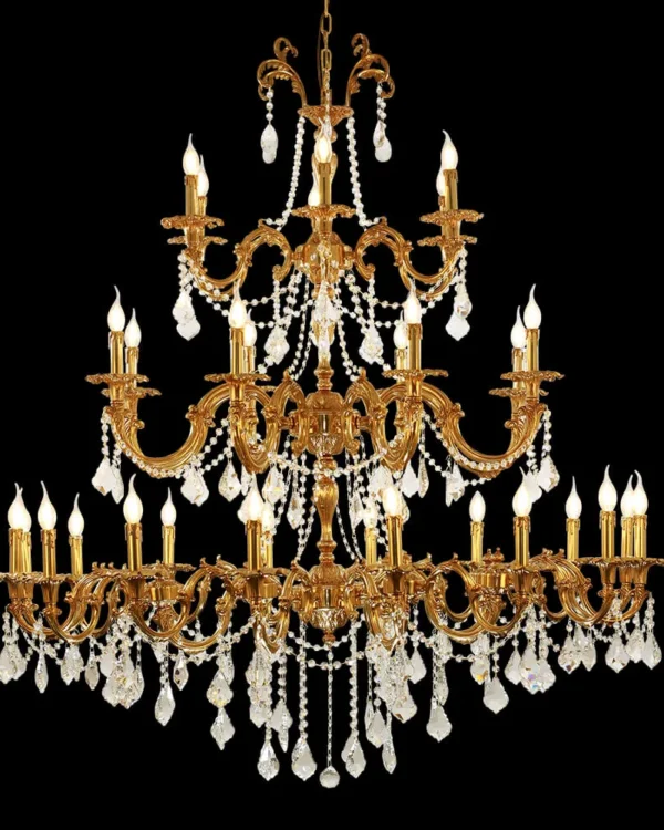 Alésia Crystal Chandelier, 55" in antique brass